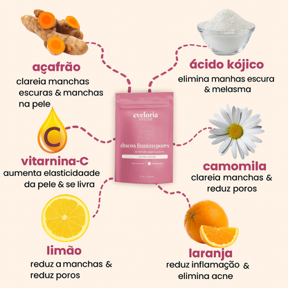 Almofadas iluminadoras de cúrcuma e ácido kójico